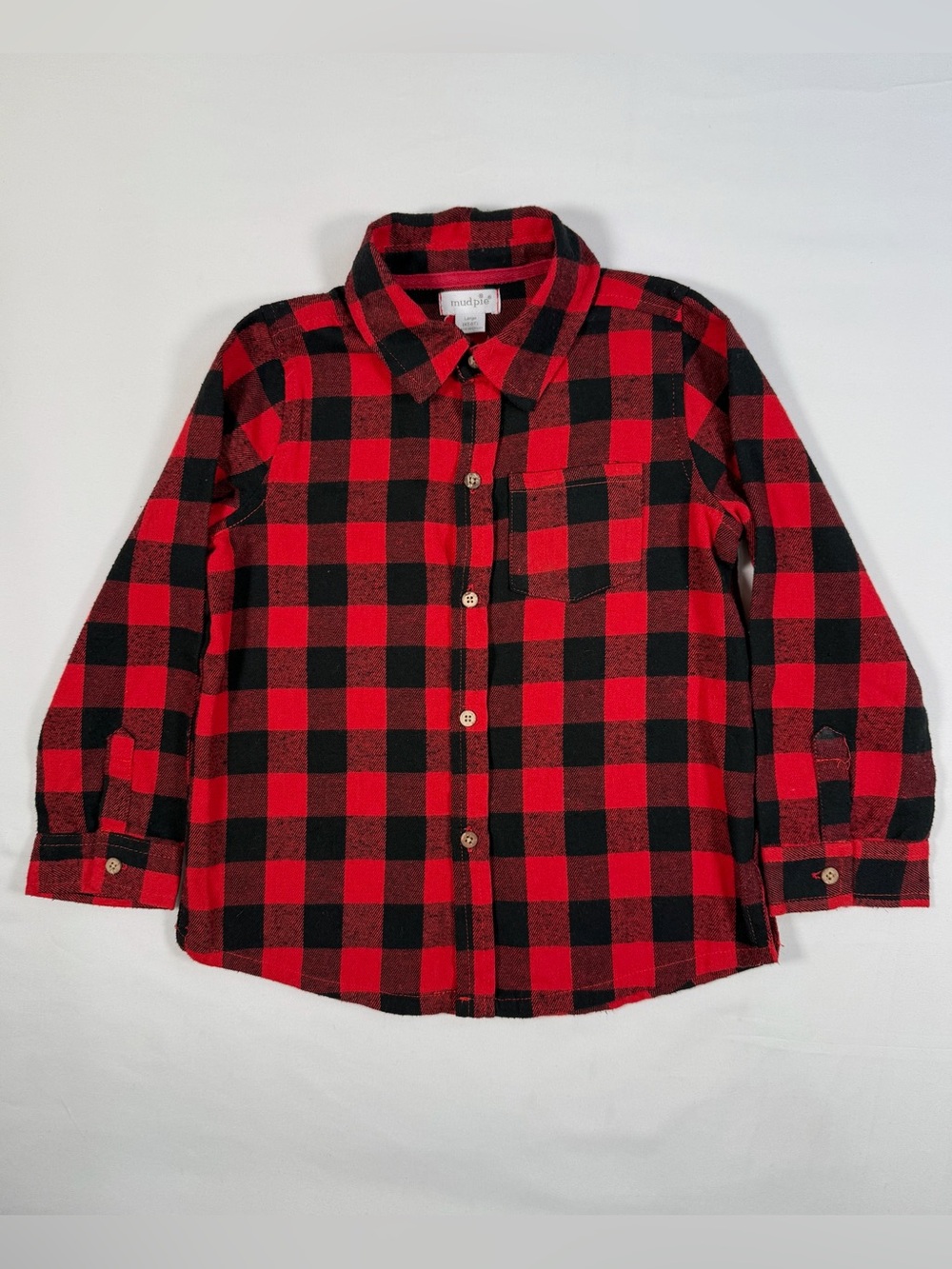 MUD PIE‎ Toddler Boy Buffalo Plaid Flannel Button Down Rustic Western Size 4T-5T
